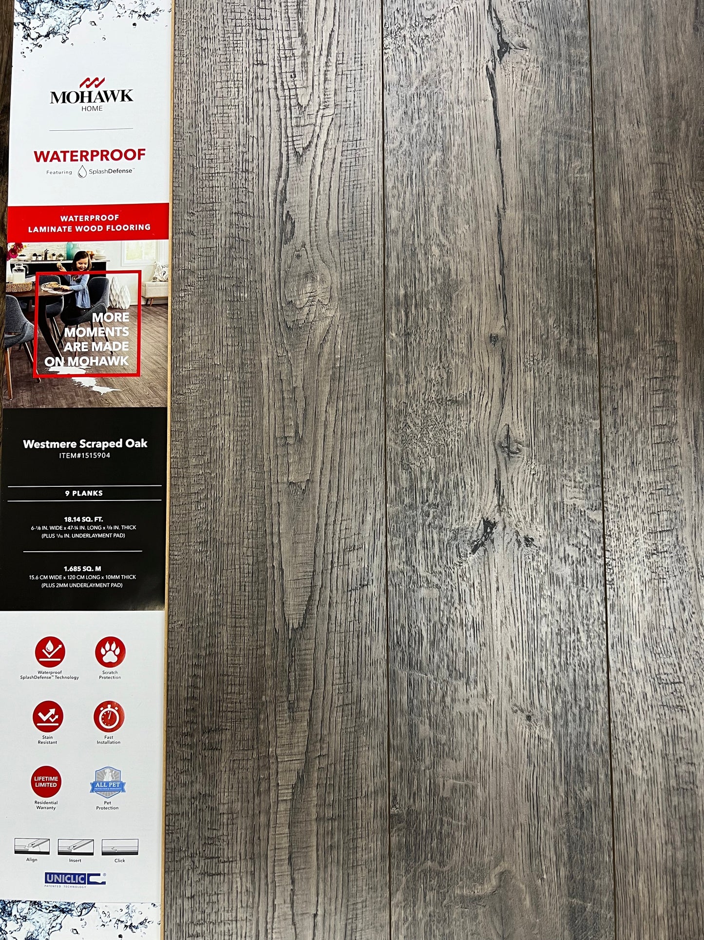 Water Proof Laminate Floor #  SL326-MH905 LP COSTCOMO WESTMERE SCRAPED OAK 12MM