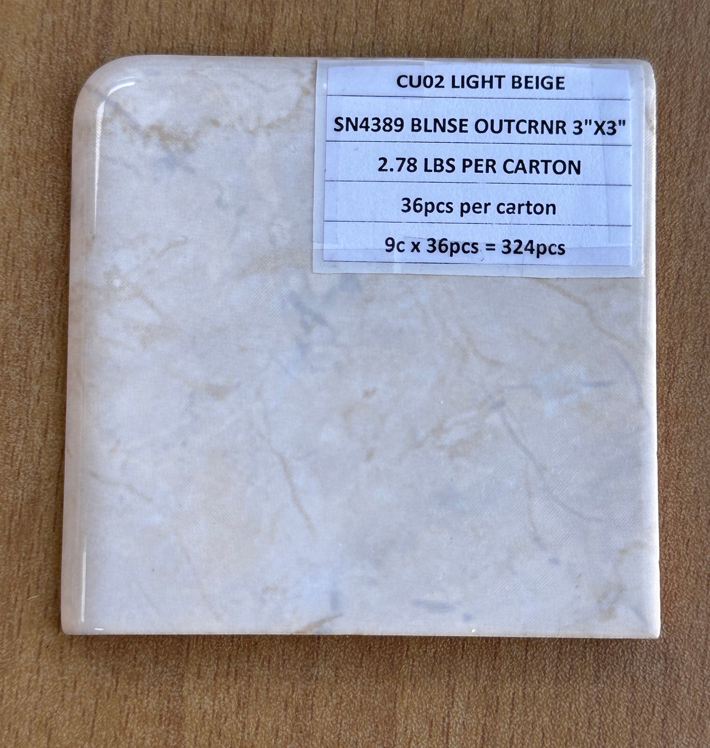 TILE: T0753-CU02 SN4389 BLNSE OUTCRNR 3X3  LIGHT BEIGE